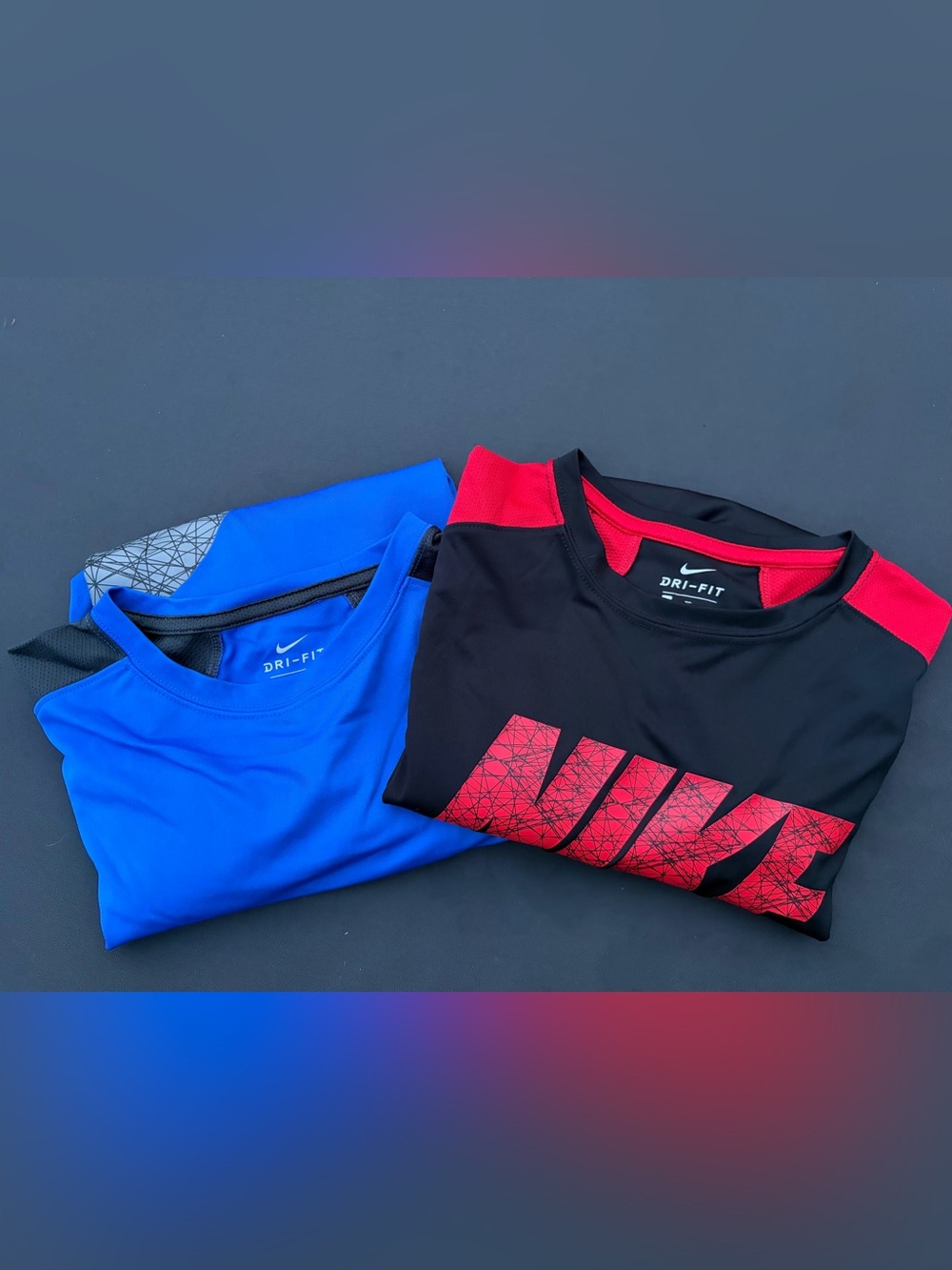 Nike Kids Dri-FIT Tee Duo in Blue and Black with Red Accent